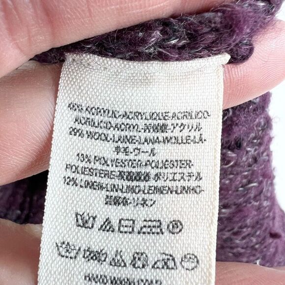 Free People Wool Linen Blend Sweater Womens Small Purple Turtleneck Pullover - Picture 6 of 9